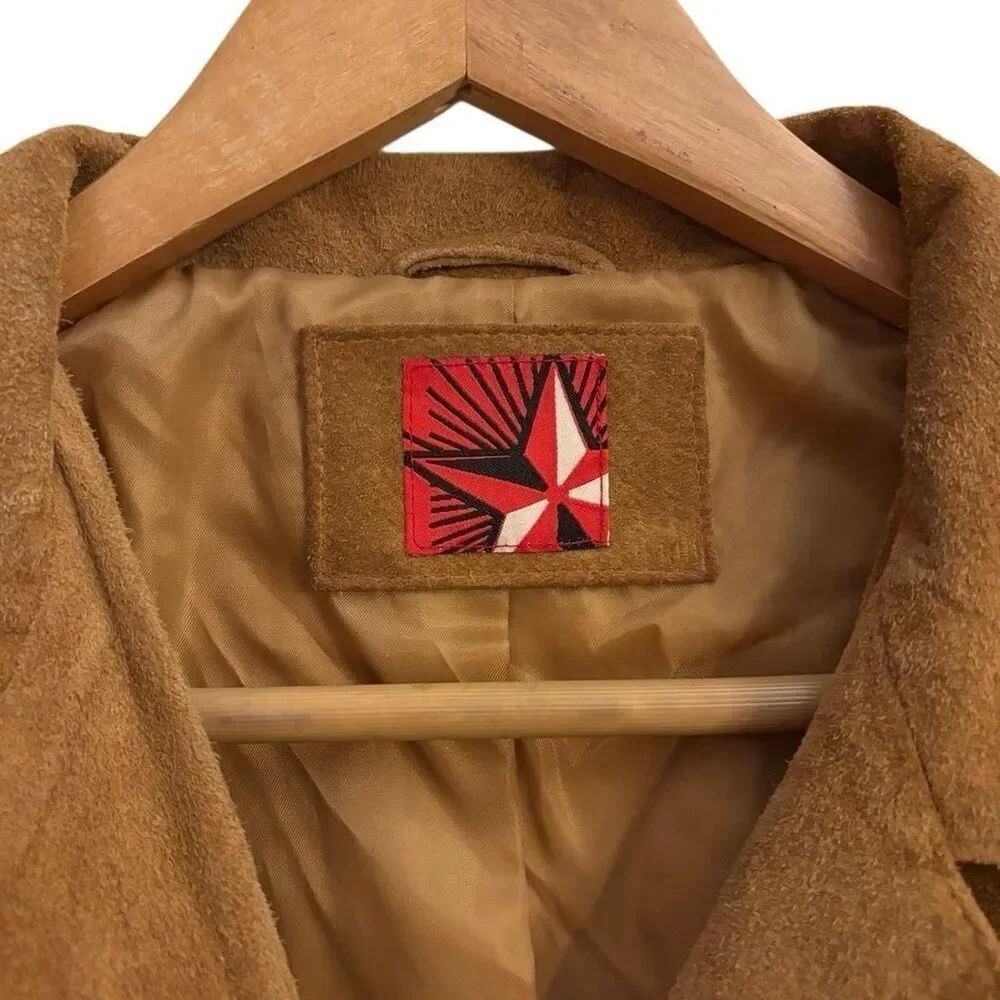 Marlboro Vintage 100% Genuine Leather Fringe Jacket Western Boho Brown XL - Picture 5 of 7